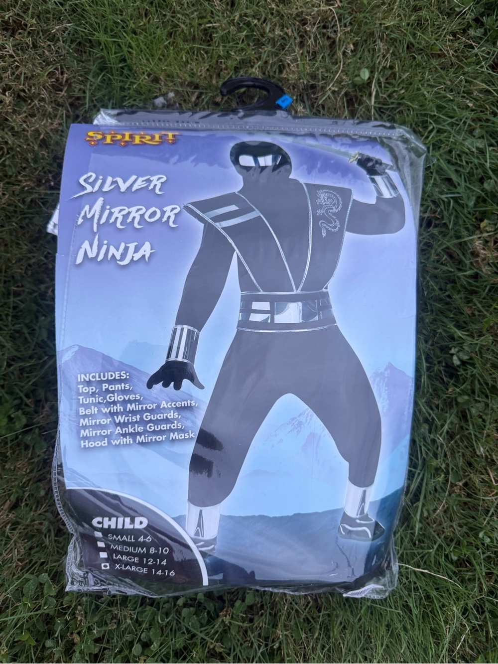Spirit Silver Mirror Ninja Child Costume Size XL 14-16 Complete